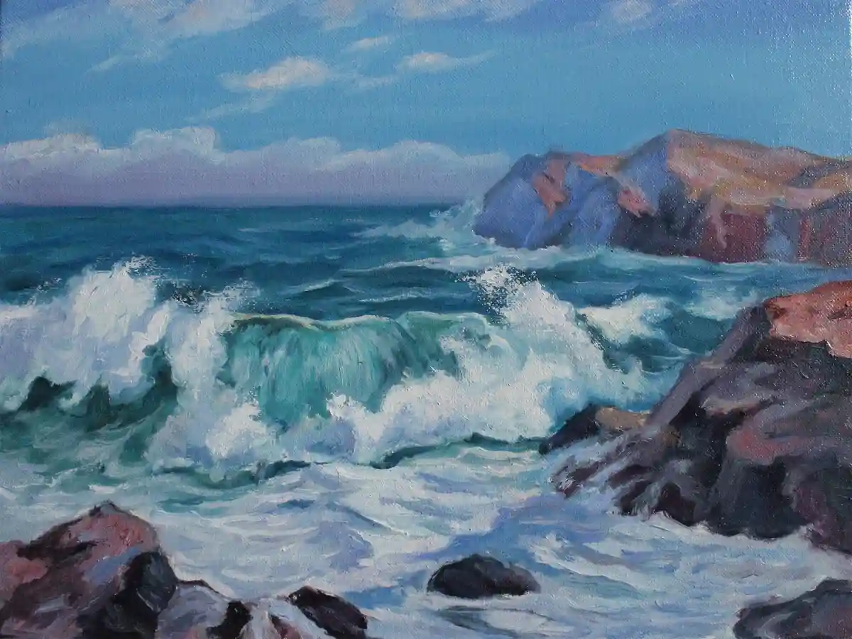Capturing Nature: My Oil Painting of Big Waves