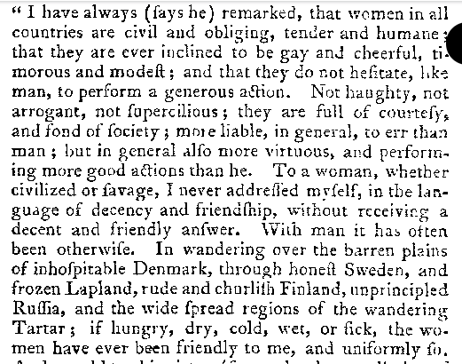The image displays a close-up of a printed text passage, likely from a historical or literary source, with a black circular…