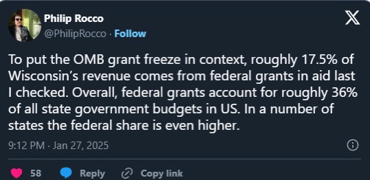 A screenshot of a tweet by Philip Rocco showing a dark-themed Twitter interface with his profile picture, username, and a…