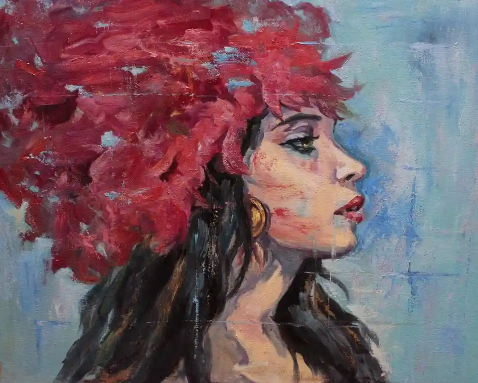 Lady in Red: My Canvas Oil Painting