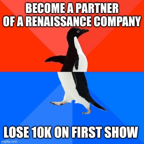 A penguin stands upright against a red and blue background, with white text at the top reading 'BECOME A PARTNER OF A…