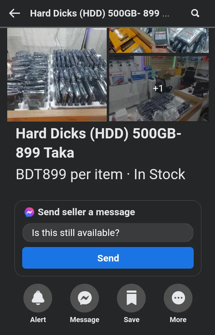 A screenshot of a mobile marketplace listing shows numerous hard drives packaged in plastic, with the product title…