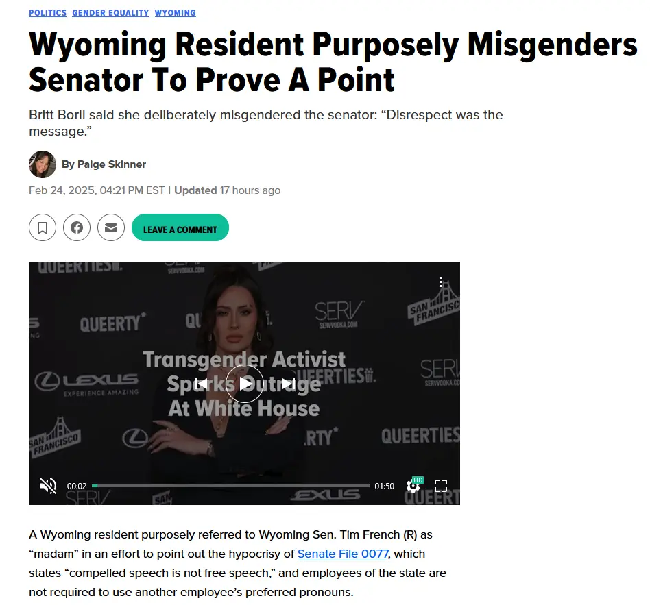 A screenshot of a news article with a video player overlay. The video shows a woman standing in front of a backdrop with…