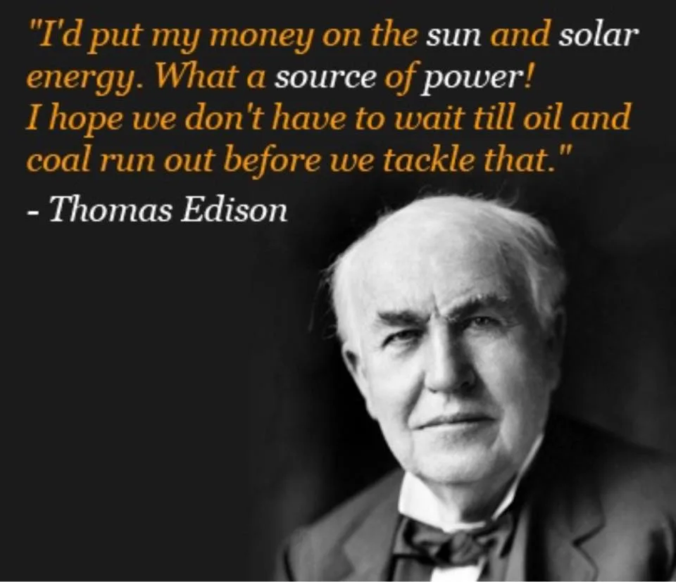 A black-and-white portrait of Thomas Edison, an older man with white hair wearing a suit and bow tie, looks directly at the…