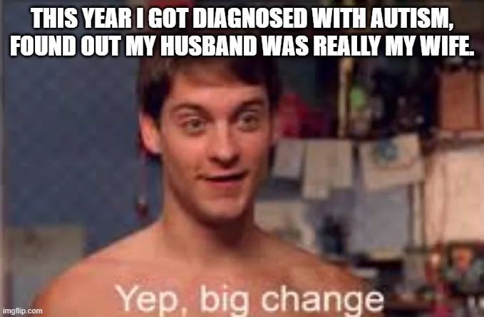 A shirtless man with wide eyes and a slight smile looks at the camera. The text overlaid on the image reads: 'THIS YEAR I…