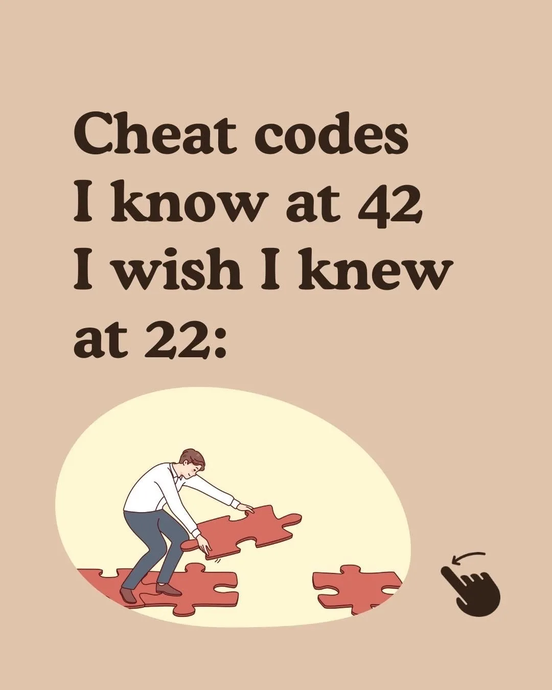 An illustration shows a man in a white shirt and blue pants carefully placing a large red puzzle piece onto a path made of…