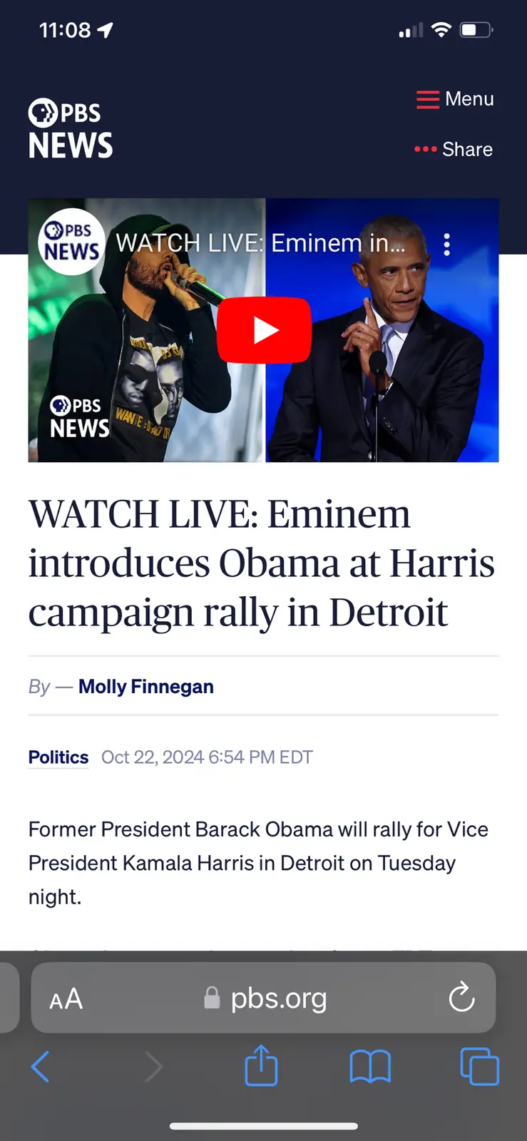 Eminem's Special Introduction of Kamala in Detroit