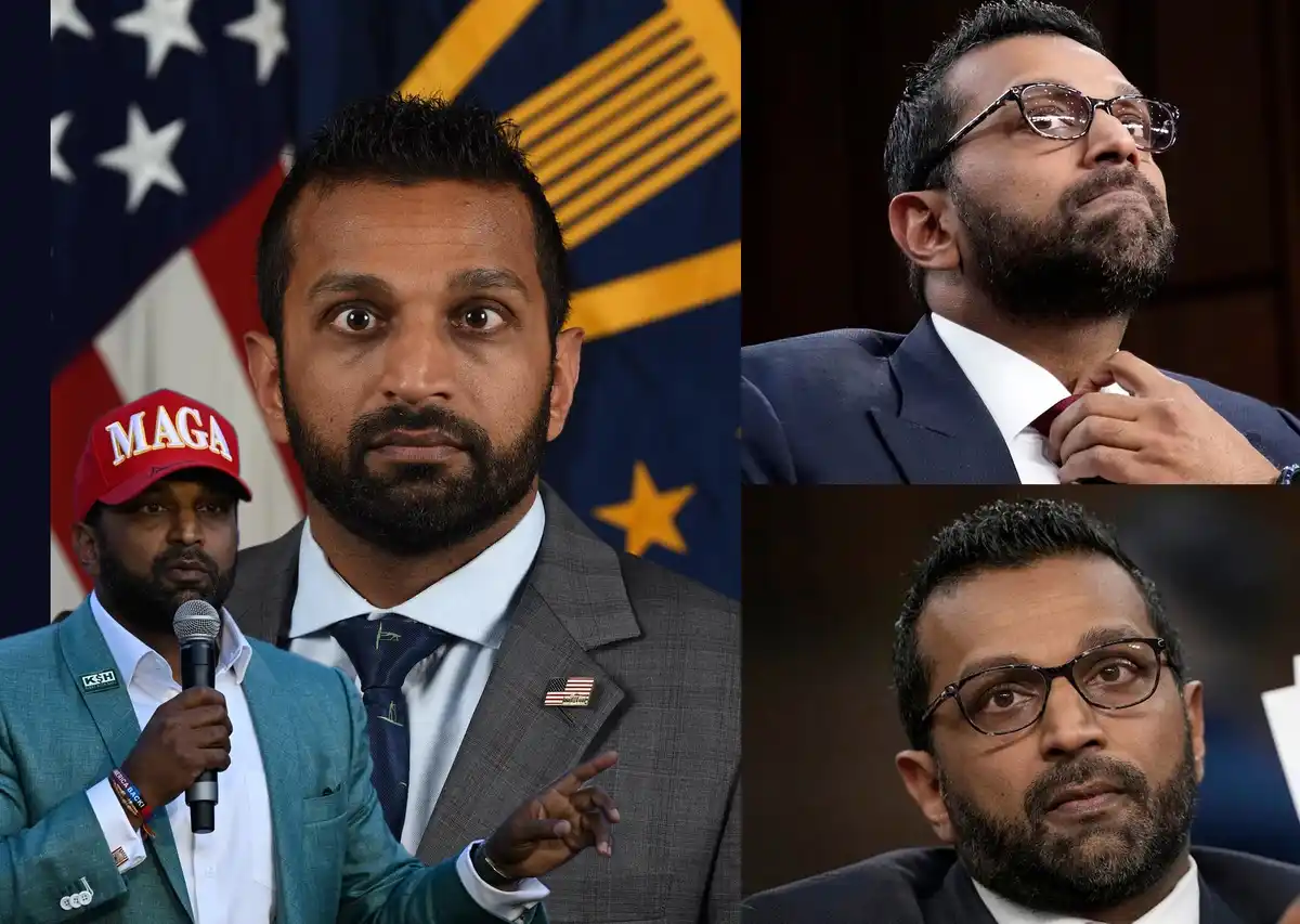 this is a composite image of three photos of the same man, showing him in different contexts: speaking at a rally with a…