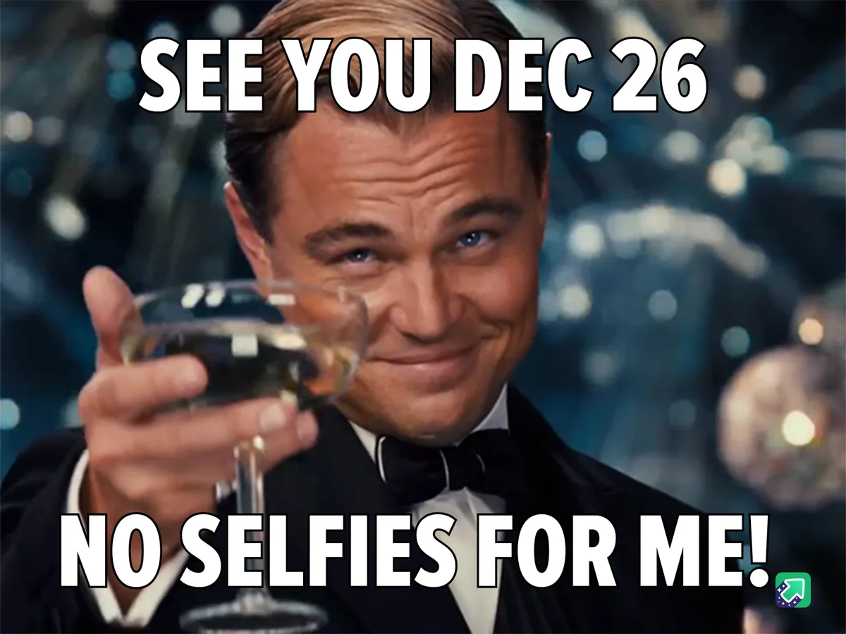 A man in a tuxedo holding a champagne glass smiles confidently at the camera. The text overlaid on the image reads 'SEE YOU…