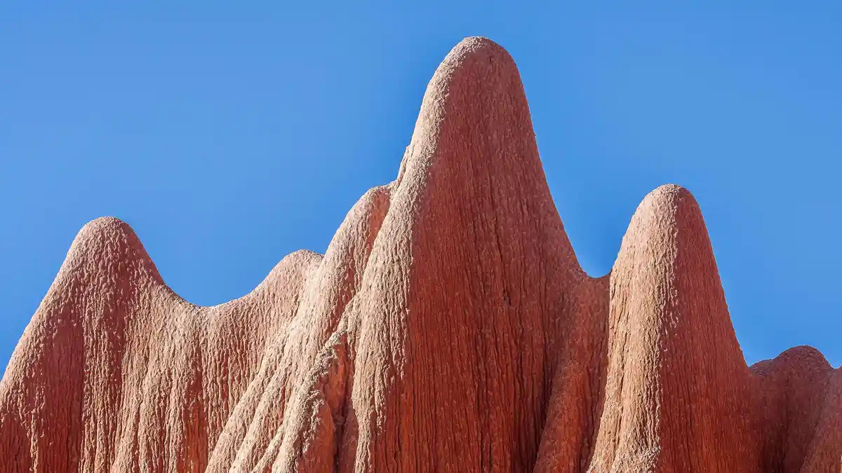 In Madagascar's Tsingy Rouge region, 90% of the unique fauna thrives in the rugged karst terrain, where irregular stone…