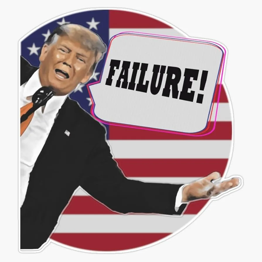 A digitally altered image shows Donald Trump in a suit against an American flag background, gesturing outward with his hand…