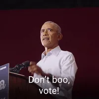A six-panel meme sequence shows former President Barack Obama at a podium, progressively becoming more exasperated and…