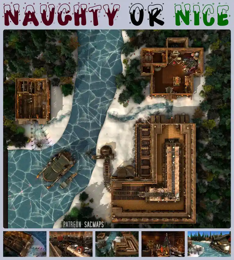 Santa's Elf Workshop (48 x 48) - Get your free Christmas DnD / TTRPG maps!