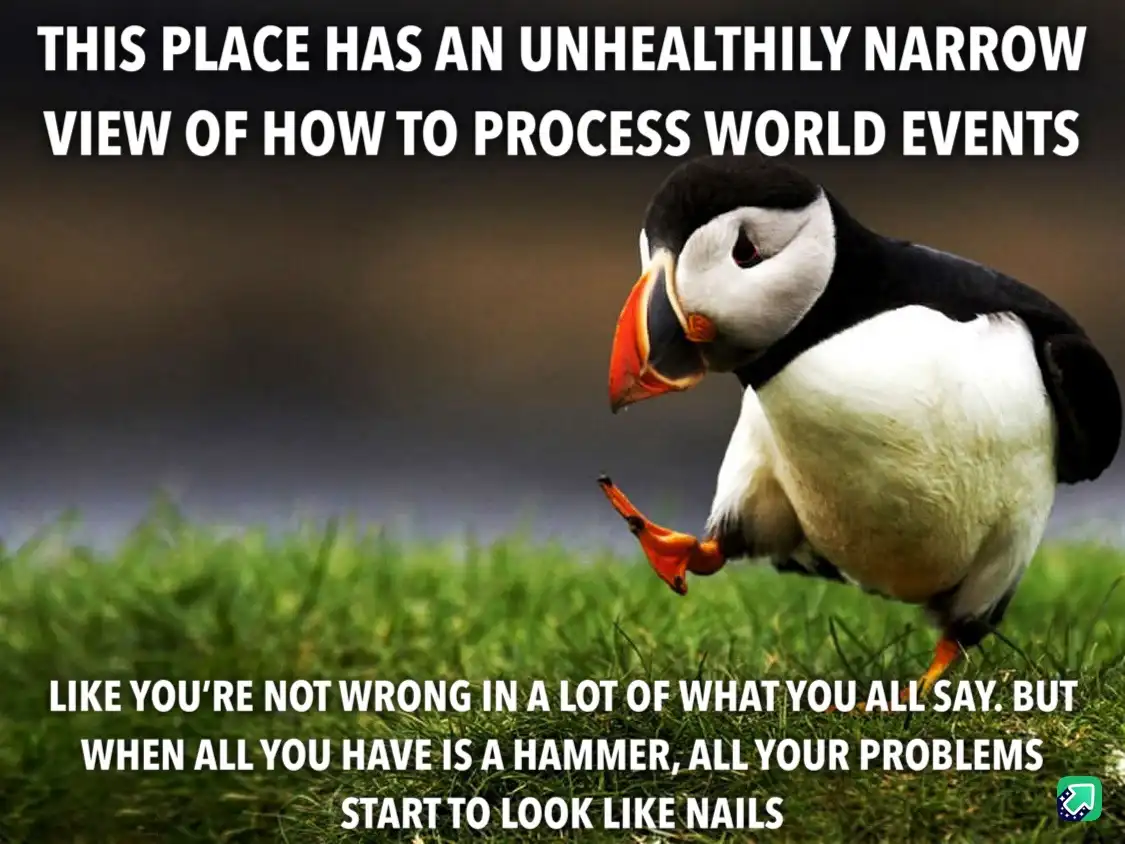 A photograph of a puffin standing on green grass, looking sideways with one foot lifted, overlaid with white text. The top…