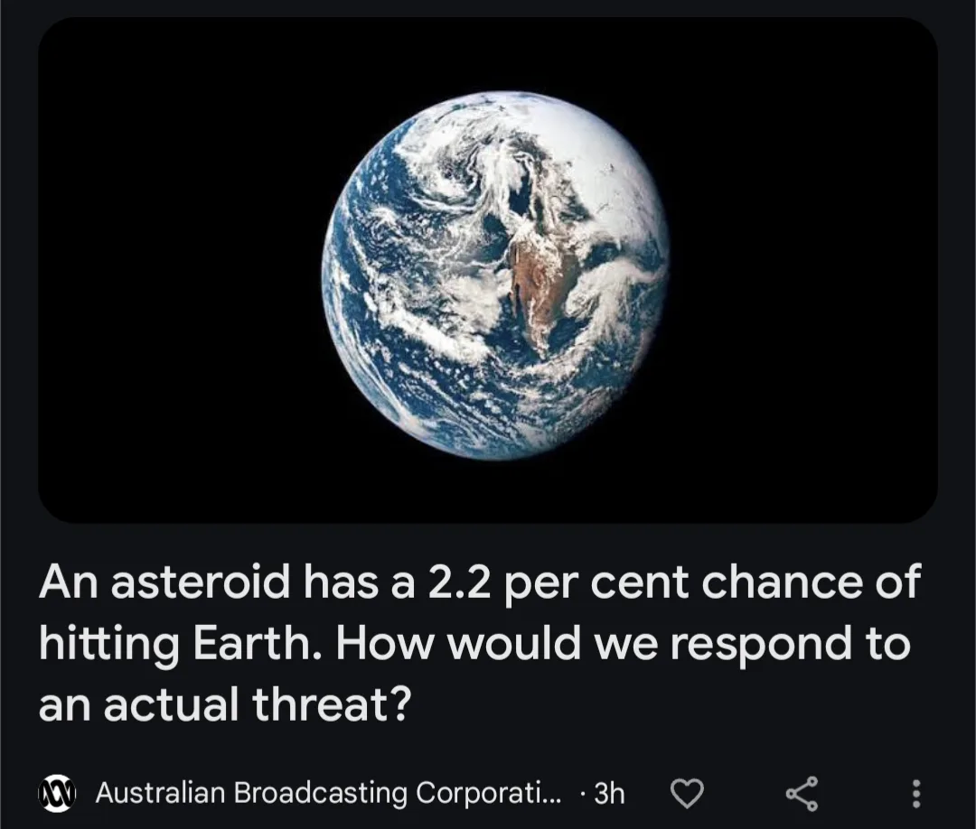 The image shows a view of Earth from space, with the planet centered against a black background. Overlaid white text reads…