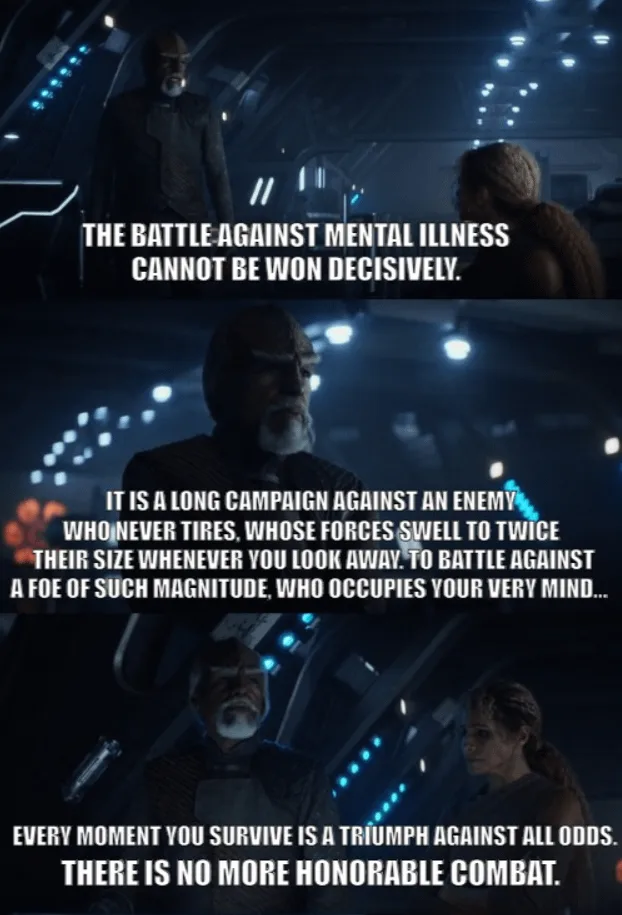 A three-panel meme using a scene from Star Trek: The Next Generation where a character delivers a solemn monologue. The text…