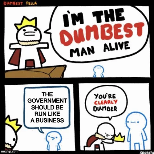 A four-panel comic strip featuring a crowned king who declares himself 'the dumbest man alive' while a small blue figure…