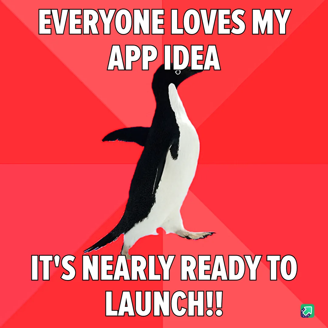 A black-and-white penguin stands upright against a red background with diagonal stripes. White bold text at the top reads…
