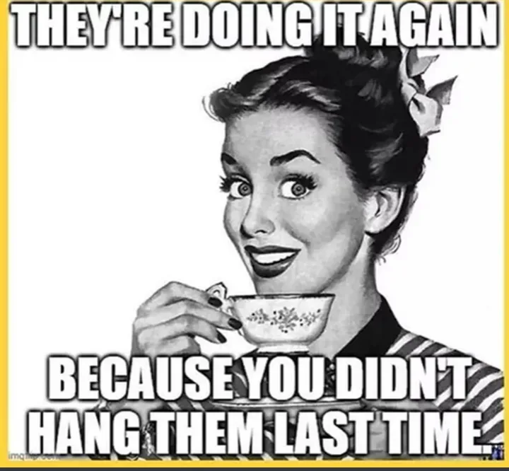 A black-and-white image of a smiling woman in a vintage 1950s style, holding a teacup, with bold white text overlaid at the…