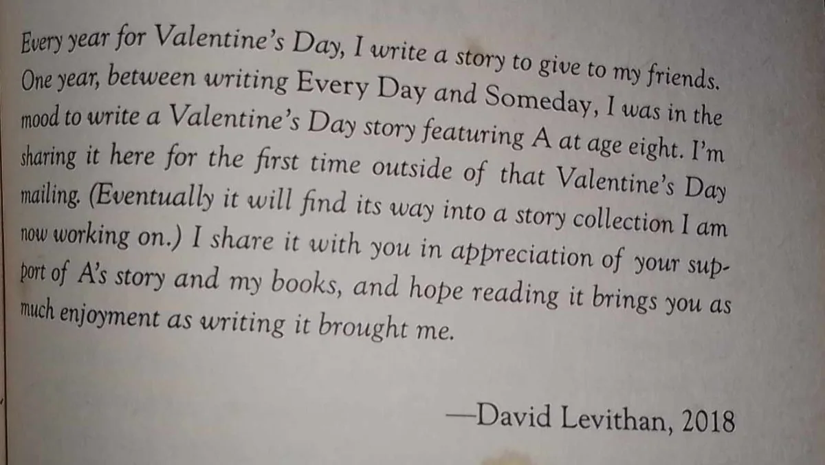 Day 3196: A Special Edition of David Levithan's Every Day Short Story