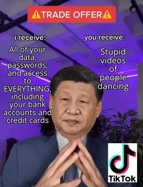 A man in a suit with clasped hands is shown against a purple-lit background, with a red banner reading 'TRADE OFFER!' above…