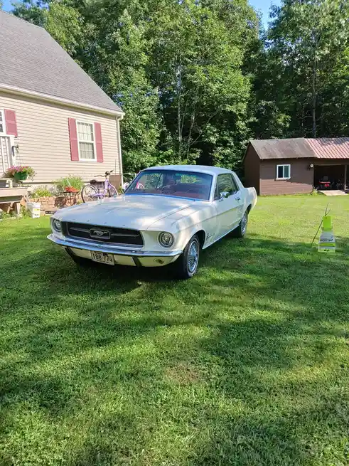 Behold the classic 1967 Mustang Coupe, a timeless beauty.