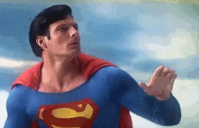 A six-panel sequence shows Superman in his iconic blue and red suit with the 'S' shield, looking upward with increasing…