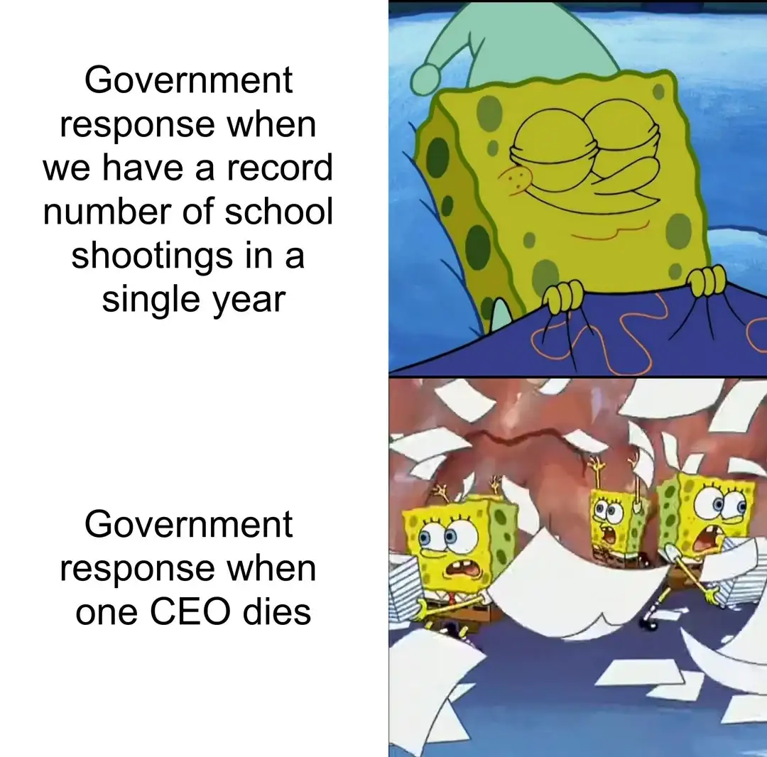 The image is split into two panels featuring the cartoon character SpongeBob SquarePants. In the top panel, SpongeBob is…