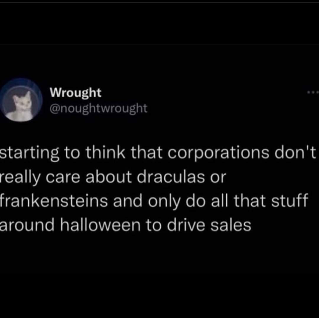 A screenshot of a tweet from user Wrought (@noughtwrought) with a profile picture of a white cat. The tweet text reads…