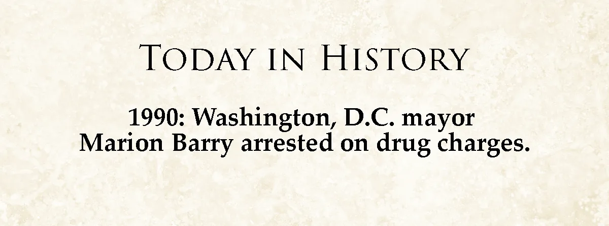 The image displays a beige, textured background with black serif text. The top line reads 'TODAY IN HISTORY'. Below it, the…