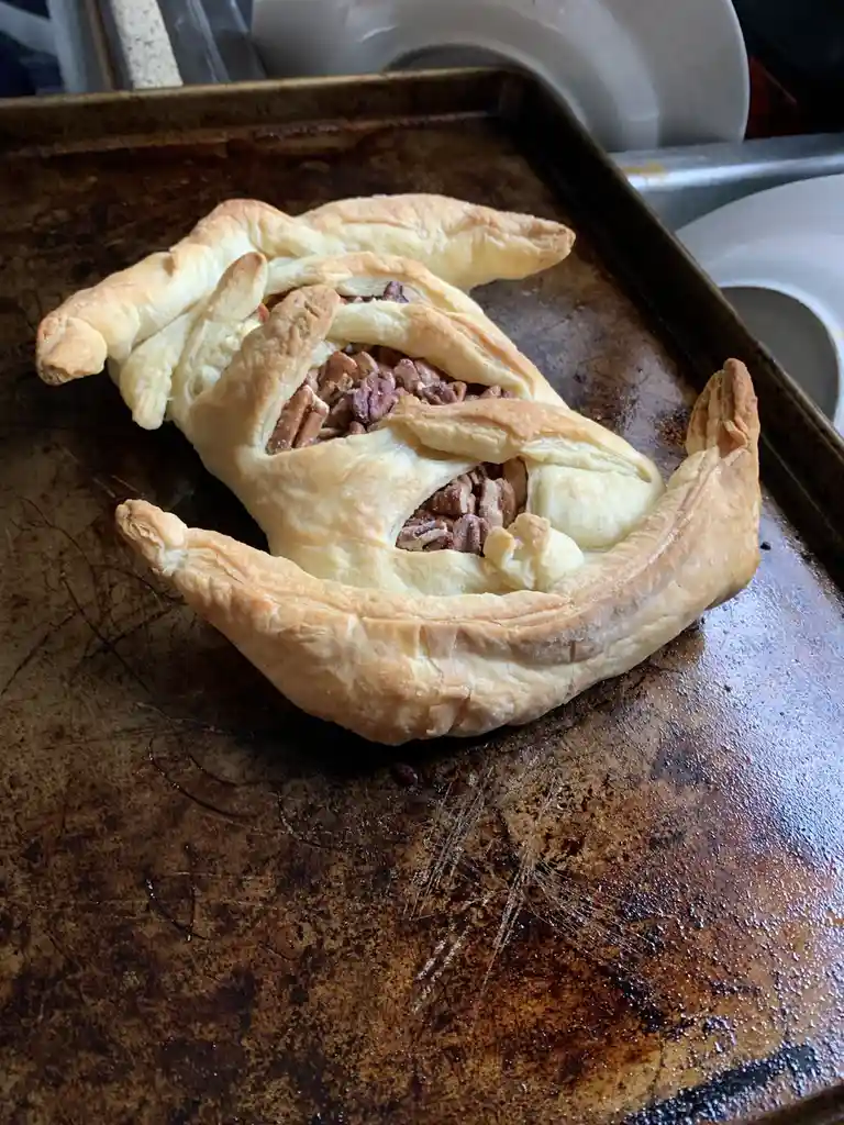 Oops! I forgot to seal my cheese pastry and now it looks a bit wild.