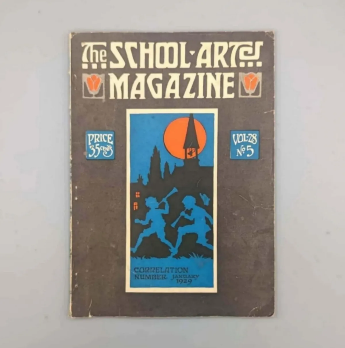 The image shows the cover of 'The School-Art Magazine', Volume 28, Number 5, dated January 1929, priced at 35 cents. The…
