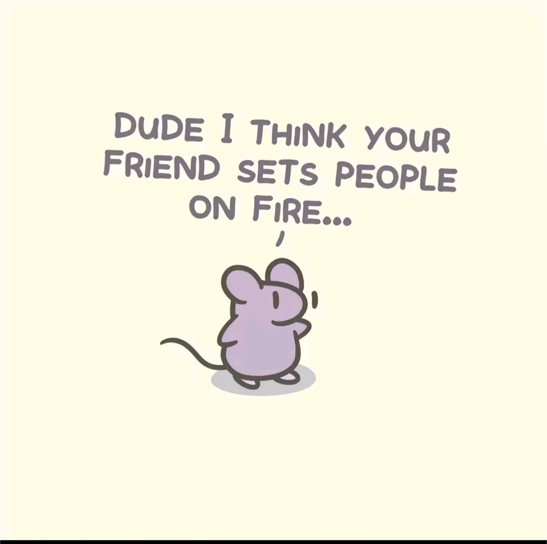 A cartoon mouse with a simple, rounded design and a long tail stands on a plain light-yellow background. Above the mouse…