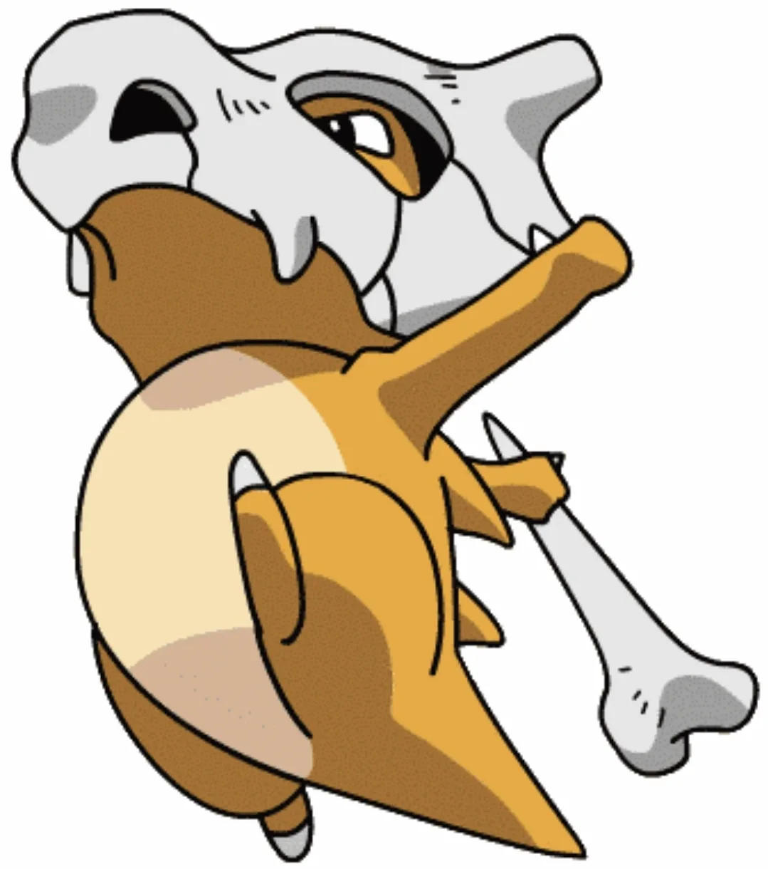 A cartoon illustration of a Pokémon named Growlithe, which is depicted as a brown, fox-like creature with a white skull for…