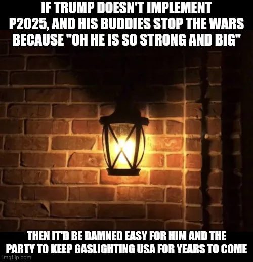 A warmly lit vintage lantern hangs on a brick wall, casting a soft glow. Overlaid text in bold white font reads: 'IF TRUMP…