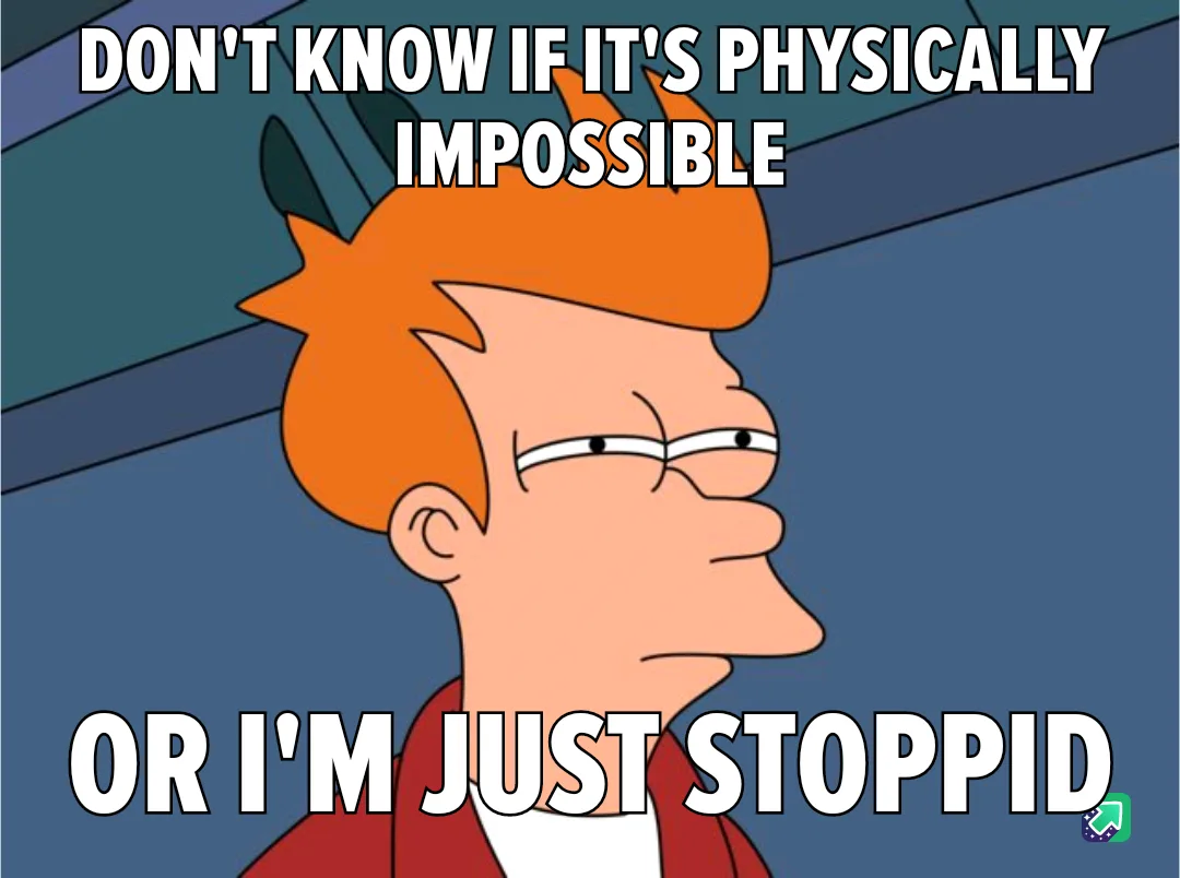 The image shows a cartoon character with orange spiky hair and glasses, looking sideways with a confused expression. White…