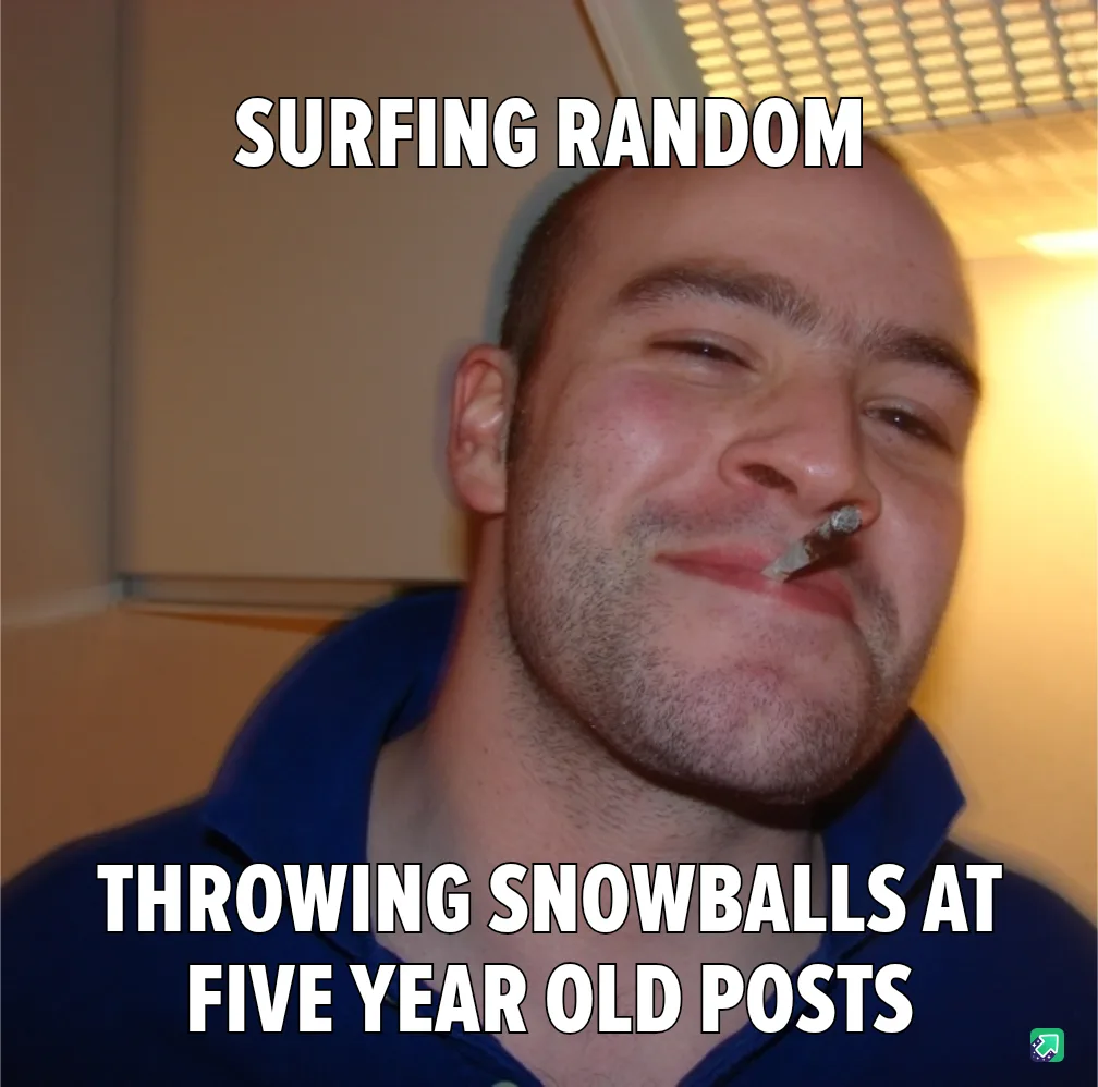 A man with a cigarette in his mouth and a smug, slightly intoxicated expression looks at the camera. The text overlaid on…