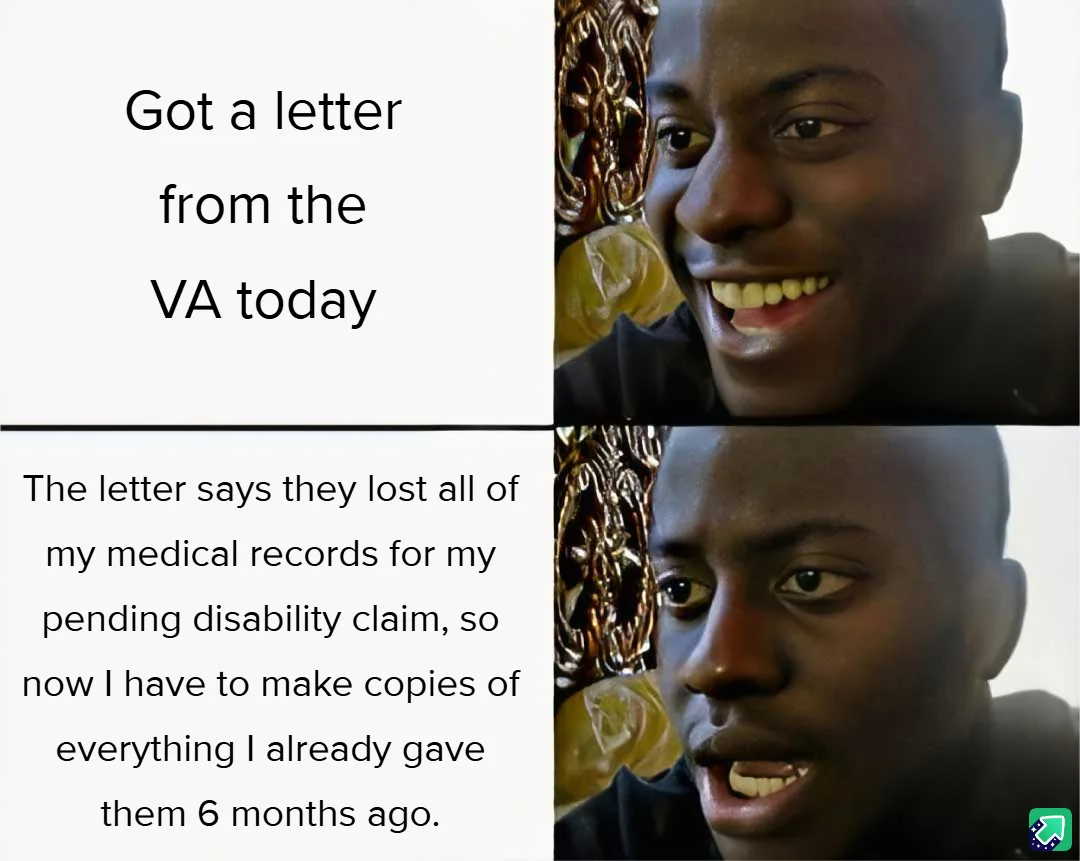 The image is a two-panel meme featuring a man with a wide, happy smile in the top panel and a shocked, dismayed expression…