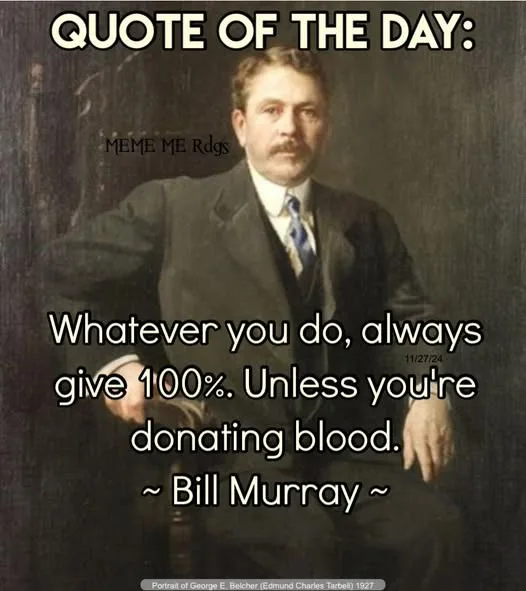 A vintage-style portrait of a man in a suit and tie, overlaid with white text that reads 'QUOTE OF THE DAY: Whatever you do…