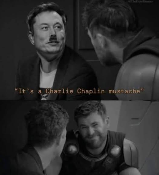 A black-and-white image split into two panels. Top panel: Elon Musk, facing right, smiling while speaking. Bottom panel…