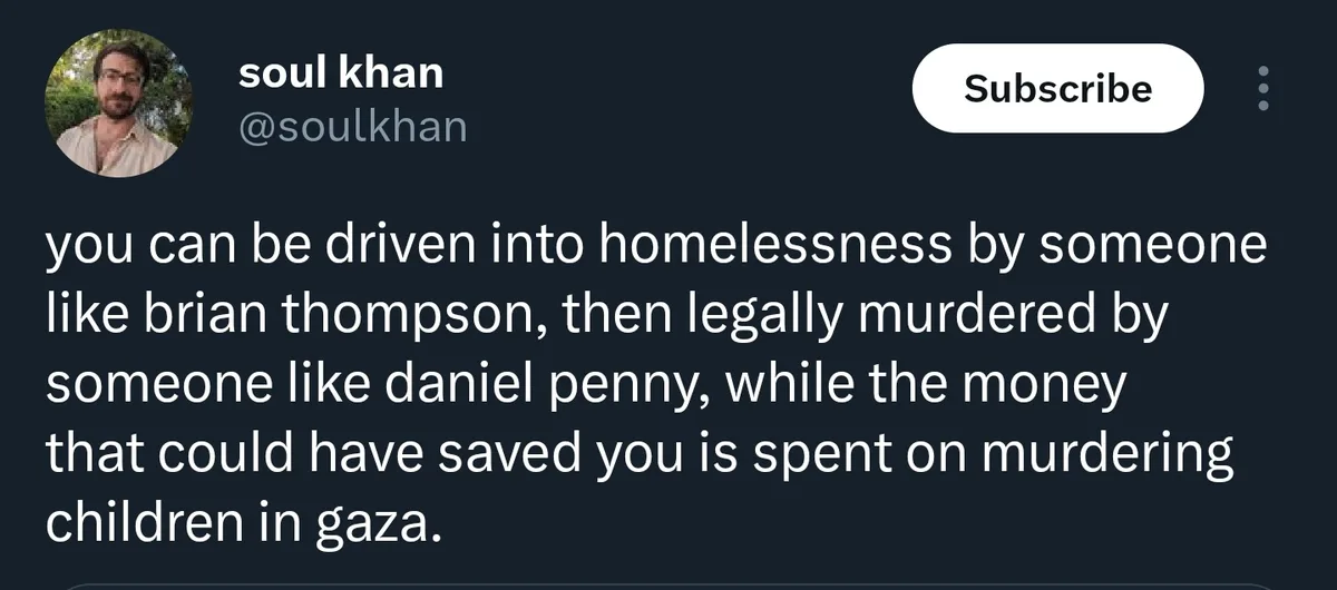 A screenshot of a tweet from 'soul khan' (@soulkhan) with a dark background and white text. The text reads: 'you can be…