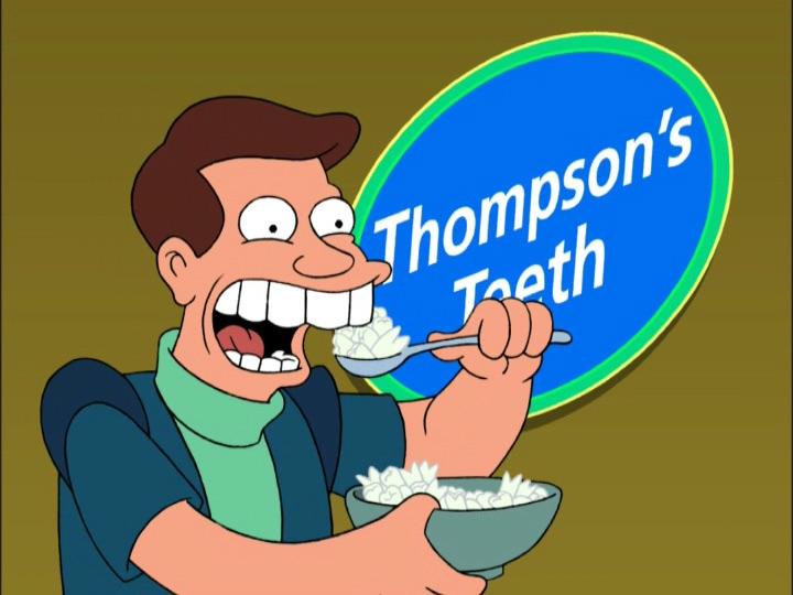 A cartoon man with an exaggeratedly wide, toothy grin holds a spoonful of white rice to his mouth while holding a bowl of…