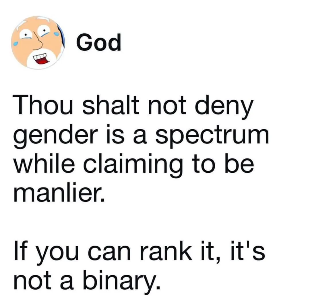 The image shows a cartoon avatar of God with a crying face, labeled 'God', above two blocks of text. The text reads: 'Thou…