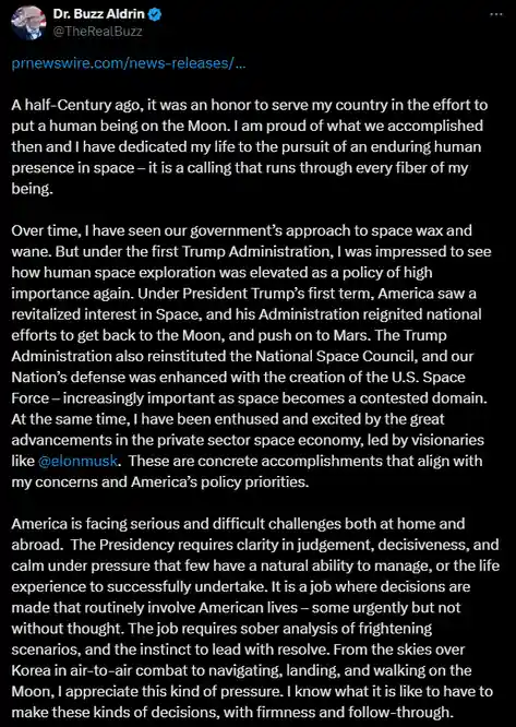 Buzz Aldrin's Surprising Endorsement of Donald Trump
