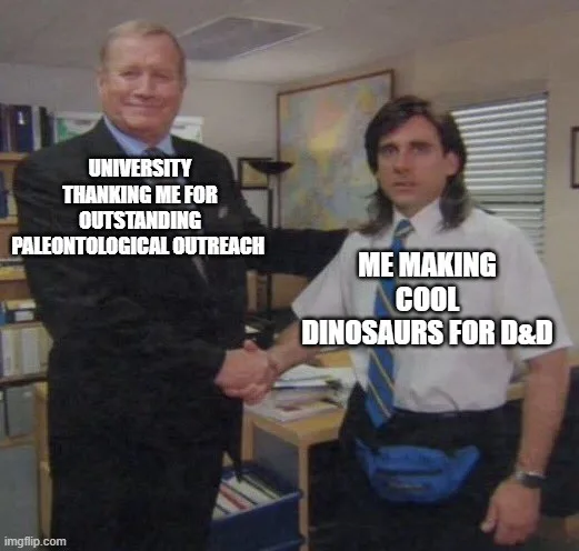 Two men are shaking hands in an office. The man on the left, in a suit, has text overlaid saying 'UNIVERSITY THANKING ME FOR…