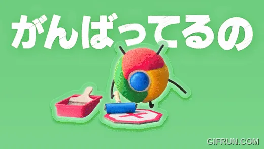 The image shows a cartoon Chrome browser mascot in four panels. In the top row, it's shown painting a stop sign, with text…