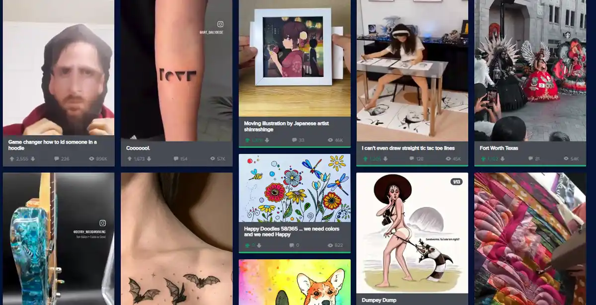 This image is a collage of nine different social media posts, each showing a unique visual: a man in a hoodie, a tattoo…