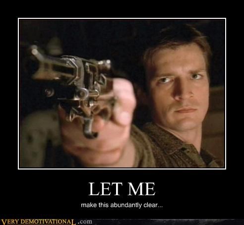 A man with a serious expression holds a revolver pointed directly at the viewer. Below the image, bold white text reads 'LET…