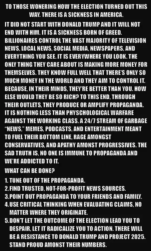 Remember, this is a class struggle we can't ignore
