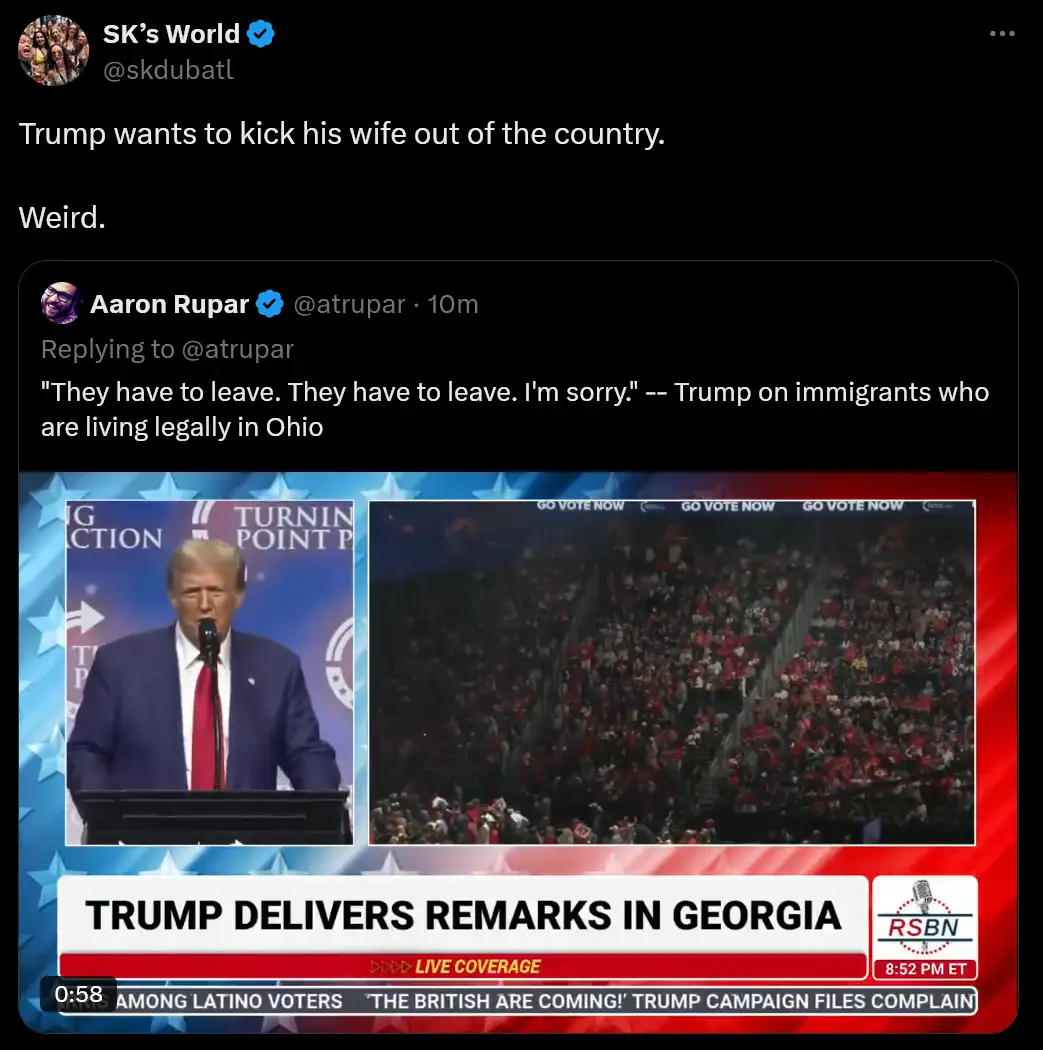 A screenshot of a Twitter thread shows a user reacting to a tweet from Aaron Rupar that quotes Donald Trump saying…